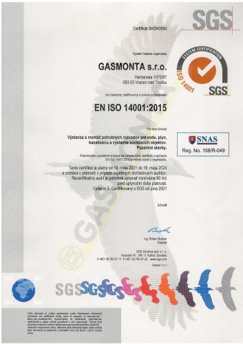 Certifikát EN ISO 14001:2015