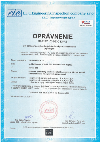 Oprávnenie VTZ-P Oprávnenie VTZ-P