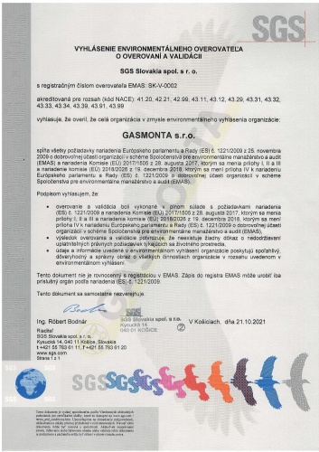 Vyhlásenie EMAS Vyhlásenie EMAS